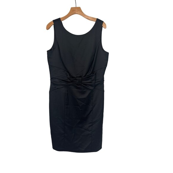 White House Black Market Womens Black Cocktail Dress Bow Size 14 satin New - Picture 2 of 8